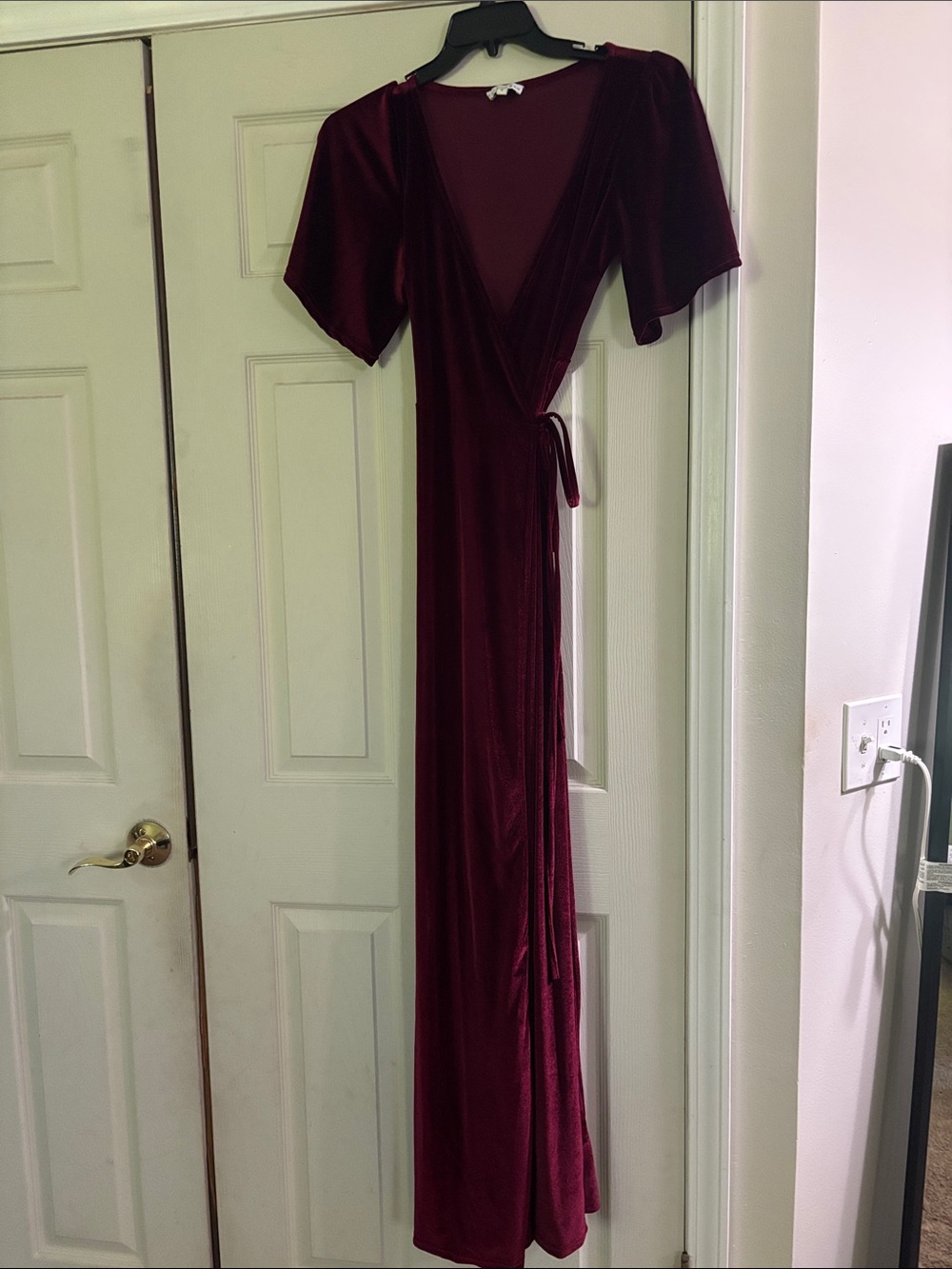 Baltic Born Burgundy Velvet Wrap Maxi Dress